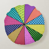 レトロポップ・アートのアートパッチワーク ラウンドクッション (裏面)