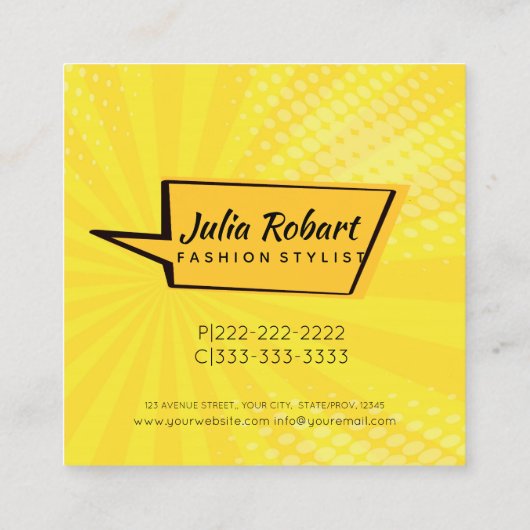 レトロポップ・アートのアートブロンデレディーワウID556 スクエア名刺 (裏面)