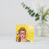 レトロポップ・アートのアートブロンデレディーワウID556 スクエア名刺 (スタンド正面)