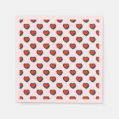 レトロポップ・アートのアートレッドブルーピンクハートパターン スタンダードカクテルナプキン (正面)