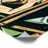 レトロポップ・アートのアートレディーオンビーチ ポスター (角)