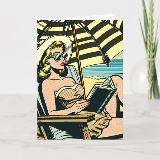 レトロポップ・アートのアートレディ |ことわざこんにちは カード (正面)