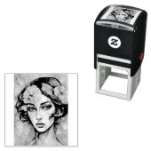レトロポップ・アートのアート女性イラストレーション セルフインキングスタンプ (インサイチュ)