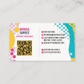 レトロポップ・アートのアート幾何学的デザイン – イエローピンクブルー 名刺 (裏面)