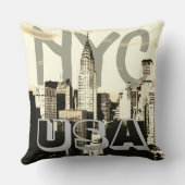 レトロポップ・アートのアート漫画ニューヨークシティNYC USA クッション (裏面)