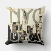 レトロポップ・アートのアート漫画ニューヨークシティNYC USA クッション (正面)