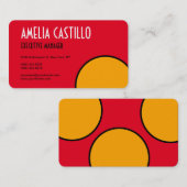 レトロポップ・アートのアート60s 70sスタイルミニマリスト赤イエロー 名刺 (正面/裏面)