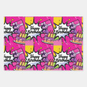 レトロポップ・アートのアート – ハッピーバースデー設計 ラッピングペーパーシート (正面2)