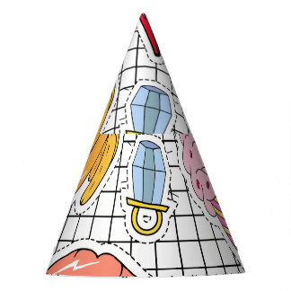 レトロポップ・アートのアート：バッジコレクション パーティーハット