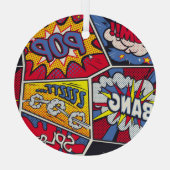 レトロポップ・アートのアート、漫画の叫びパターン。 ガラスオーナメント (裏面)