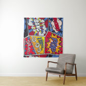 レトロポップ・アートのアート、漫画の叫びパターン。 タペストリー (インサイチュ(横))