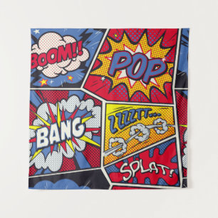 レトロポップ・アートのアート、漫画の叫びパターン。 タペストリー