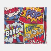 レトロポップ・アートのアート、漫画の叫びパターン。 フリースブランケット (正面(横))