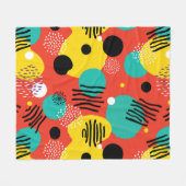 レトロポップ・アートのカラフル抽象芸術 フリースブランケット (正面(横))