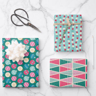 レトロポップ・アートのクリスマスセット3 ラッピングペーパーシート