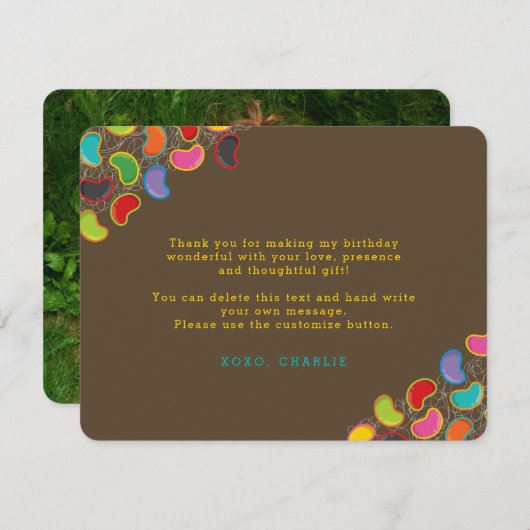 レトロポップ・アートのゼリービーンズキッド誕生日サンキューカード 招待状 (正面/裏面)