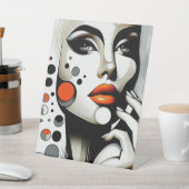 レトロポップ・アートのディヴァ：幾何学的エレガンス抽象芸術アート 台座サイン (インサイチュ)