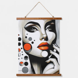 レトロポップ・アートのディヴァ：幾何学的エレガンス抽象芸術アート 吊り下げ型タペストリー