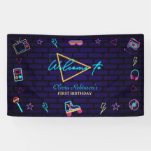 レトロポップ・アートのネオンキッズ誕生日Bash