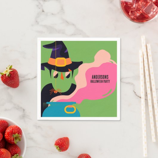 レトロポップ・アートのハロウィンヴィンテージ衣装パーティー スタンダードカクテルナプキン (インサイチュ)