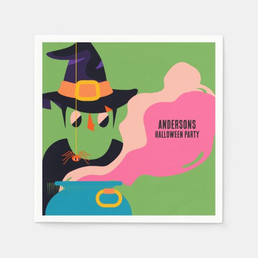 レトロポップ・アートのハロウィンヴィンテージ衣装パーティー スタンダードカクテルナプキン (正面)