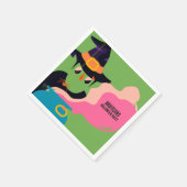 レトロポップ・アートのハロウィンヴィンテージ衣装パーティー スタンダードカクテルナプキン (角)