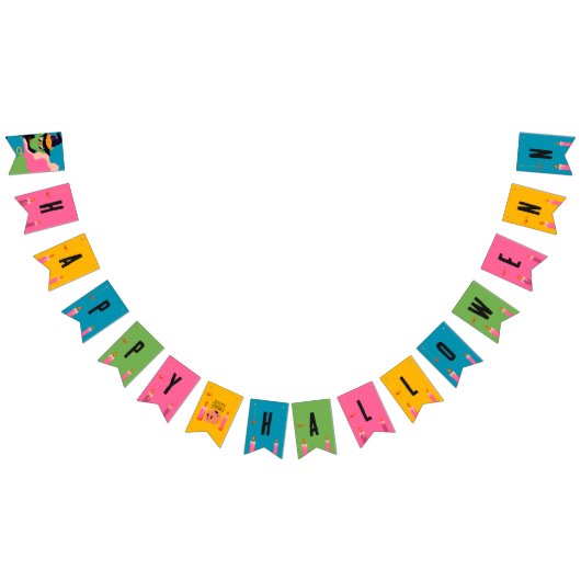 レトロポップ・アートのハロウィンヴィンテージ衣装パーティー バンティングフラッグ (全)