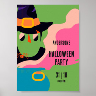 レトロポップ・アートのハロウィンヴィンテージ衣装パーティー ポスター