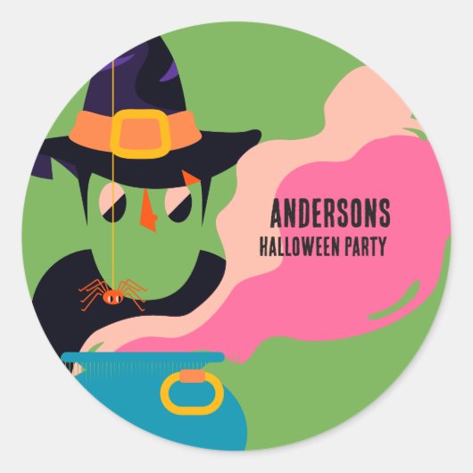 レトロポップ・アートのハロウィンヴィンテージ衣装パーティー ラウンドシール (正面)