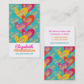 レトロポップ・アートのバカラフルンタインハートモダンドット 名刺 (正面/裏面)