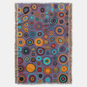 レトロポップ・アートの円パターン スローブランケット (正面縦)
