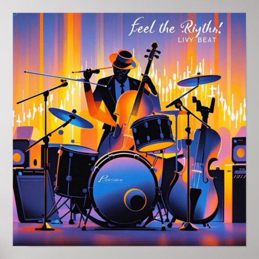 レトロポップ・アートの抽象芸術ミュージカル楽器 ポスター (正面)