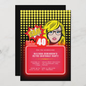 レトロポップ・アートの第40条（または任意の年齢） 招待状 (正面/裏面)
