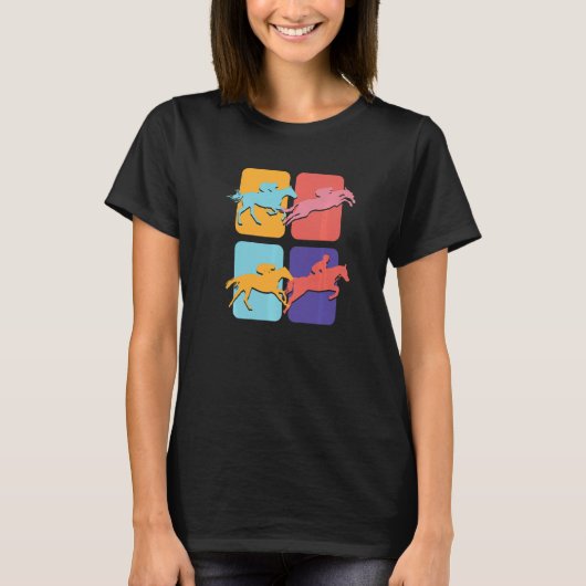 レトロポップ・アートの馬術馬ヴィンテージDr. Tシャツ (正面)