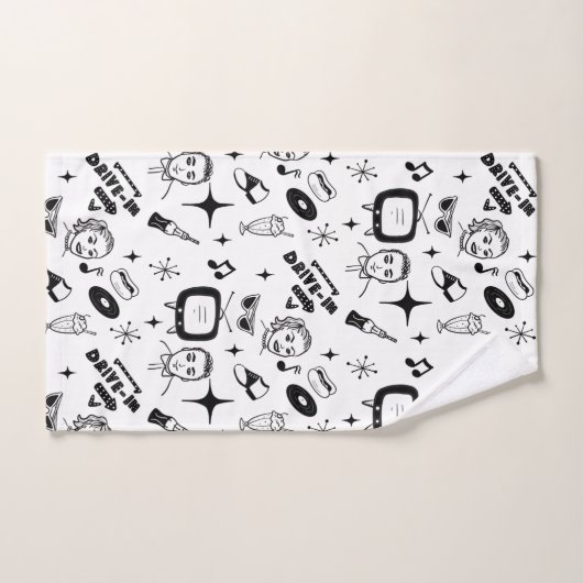 レトロポップ・アートの1950のスタイルノスタルジックグラフィックス ハンドタオル (ハンドタオル)
