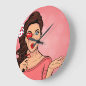レトロポパートレディ ラージ壁時計 (傾斜)