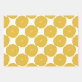 レトロポピーフローラアートパターン（黄色と白） ラッピングペーパーシート (正面3)