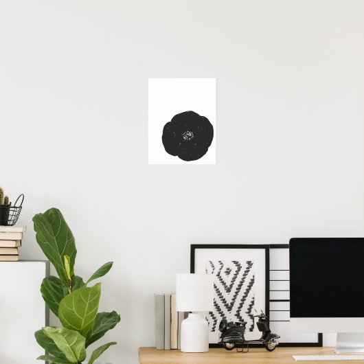 レトロポピーヴィンテージフローラアート(白黒) ポスター (ホームオフィス)