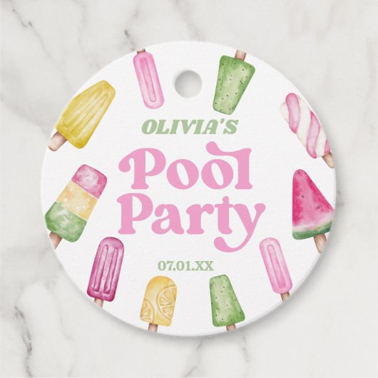 レトロポプシクル誕生日プールパーティー フェイバータグ (正面)