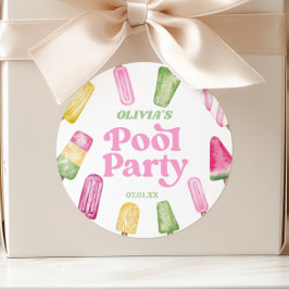 レトロポプシクル誕生日プールパーティー ラウンドシール