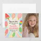 レトロポプシクル誕生日招待状 招待状 (正面/裏面)
