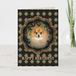 レトロポメラニア犬誕生日カード カード
