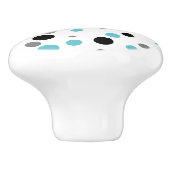 レトロポルカドットティール（緑がかった色）ブラックグレーセラミックノブ セラミックノブ (側面)