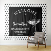 レトロポルカ娘の会の背景コックテール タペストリー (インサイチュ(横))