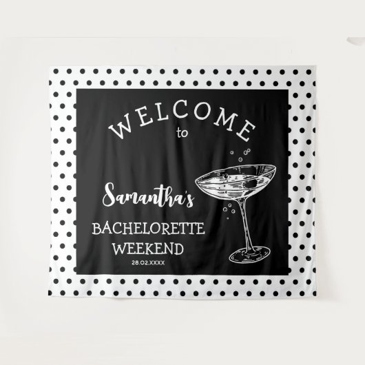 レトロポルカ娘の会の背景コックテール タペストリー (正面(横))