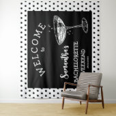 レトロポルカ娘の会の背景コックテール タペストリー (インサイチュ)