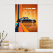 レトロポルシェ911 カラフルストライプ ポスター (キッチン)