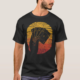 レトロポーカー ハンド テキサスホールデム プレイヤー ハイローラー Tシャツ