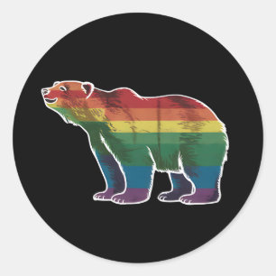 レトロポーラーベアレインボーレズビアンLGBTゲイプライド ラウンドシール