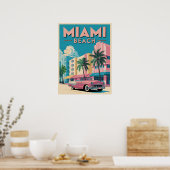 レトロマイアミビーチアールデコ – ヴィンテージトラベルポスター ポスター (キッチン)